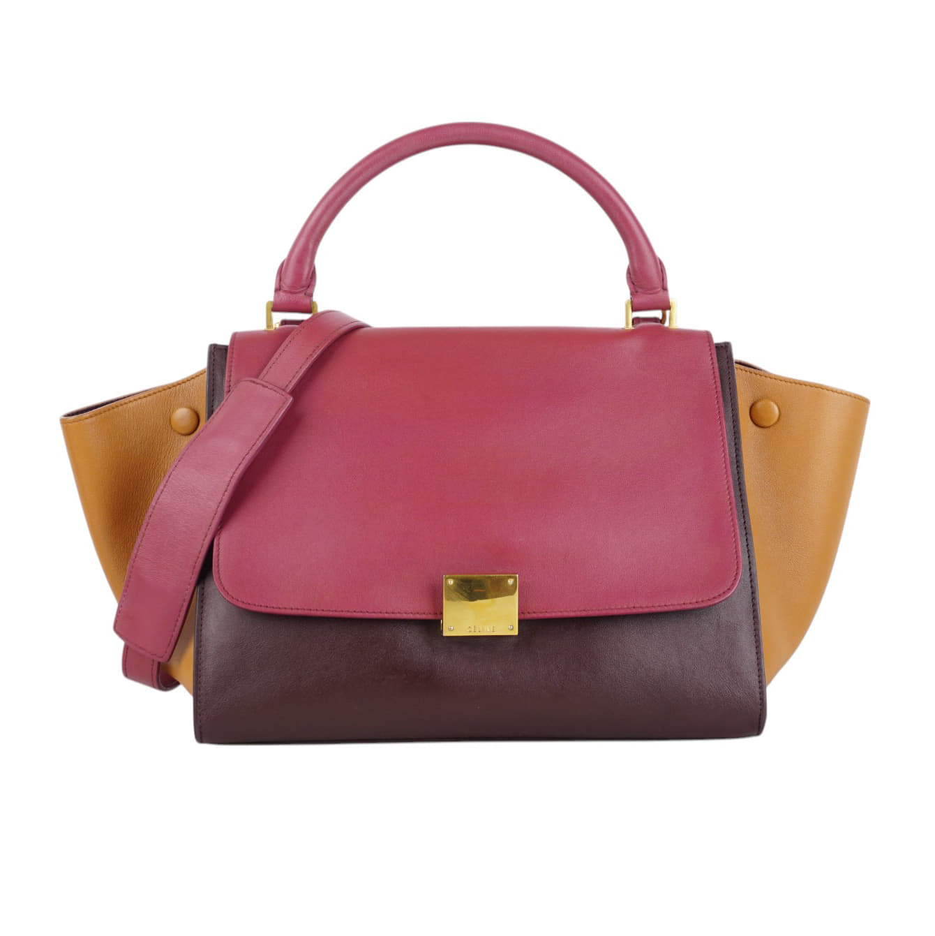 Celine Tricolor Leather and Canvas Large Trapeze Top Handle Bag