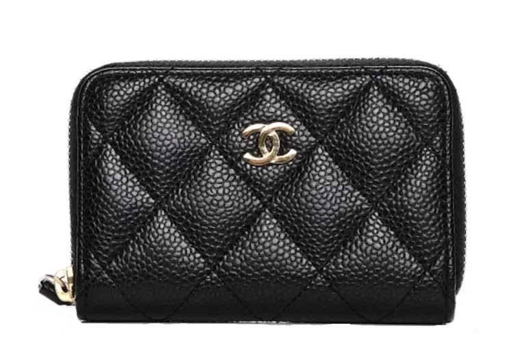 Chanel Black Caviar Quilted Gold-tone Zip Coin Purse-Hover-Image