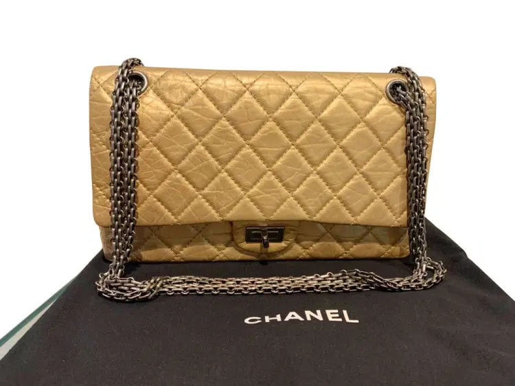 Chanel Quilted Double Flap Classic 2.55 Reissue Light Gold Bag-Hover-Image