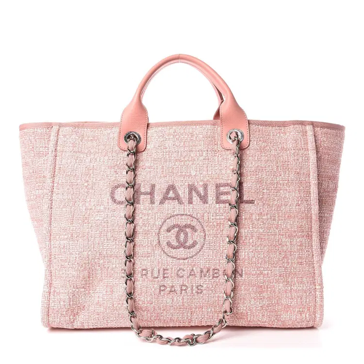 Chanel Deauville Pink Canvas and Leather Large Shopper Tote-Hover-Image