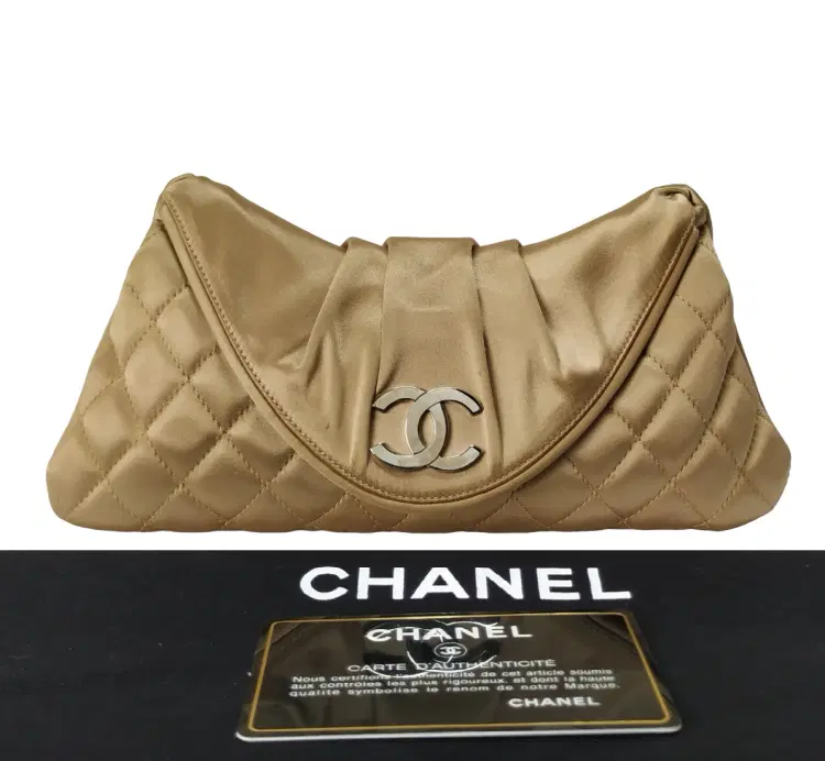 Chanel Quilted Satin Half Moon Clutch-Hover-Image