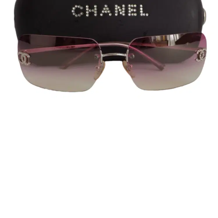 Chanel Silver-Tone "CC" Pink Rimless-Hover-Image