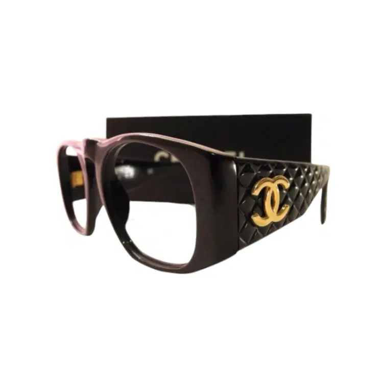 Chanel Black Quilted Sunglasses Rectangular Gold CC Logo-Hover-Image
