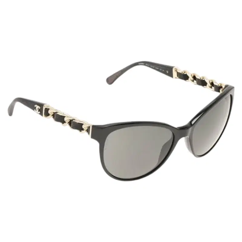 Chanel Black 5215Q CC Chain Cat Eye Sunglasses