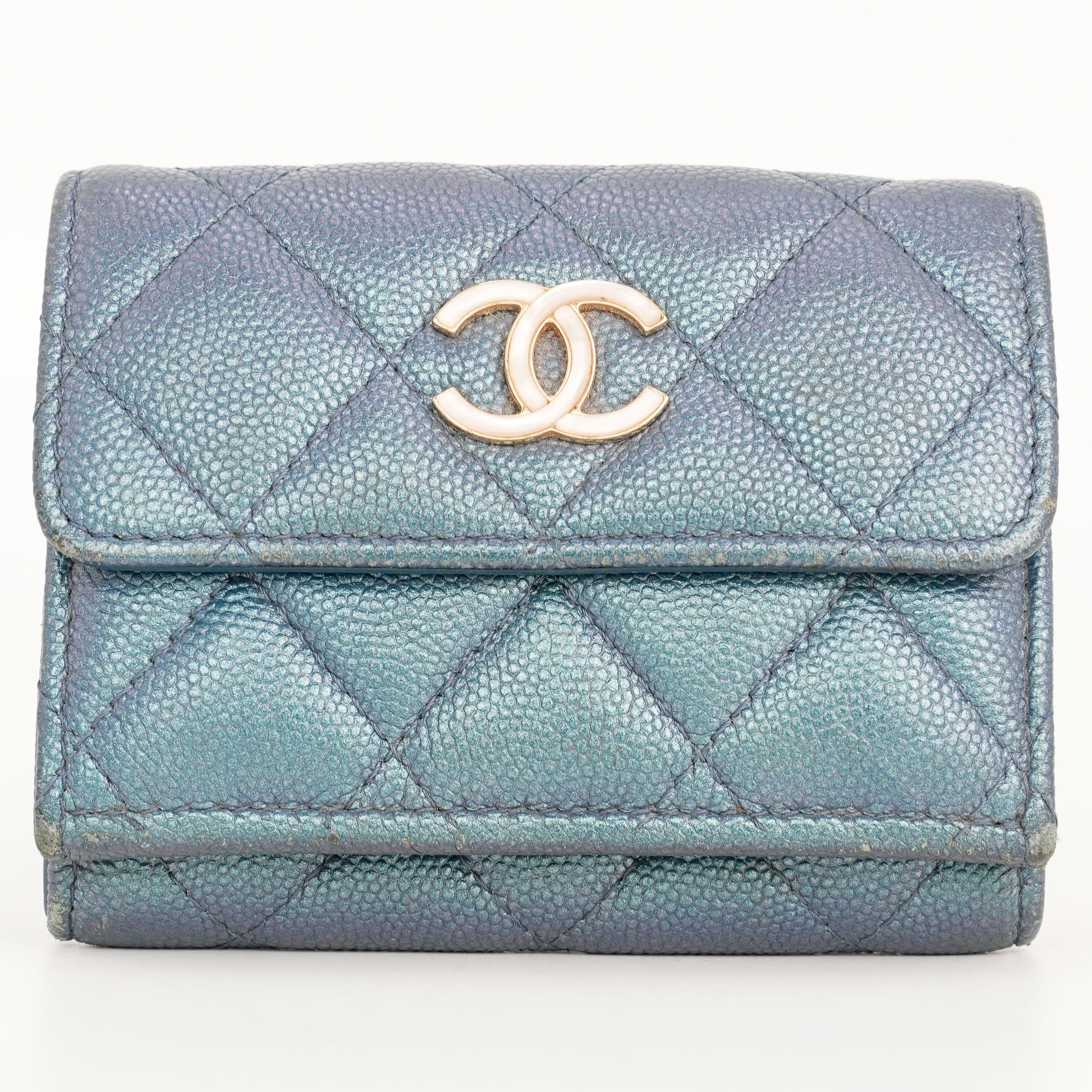 Chanel Iridescent Grained Caviar Compact Wallet
