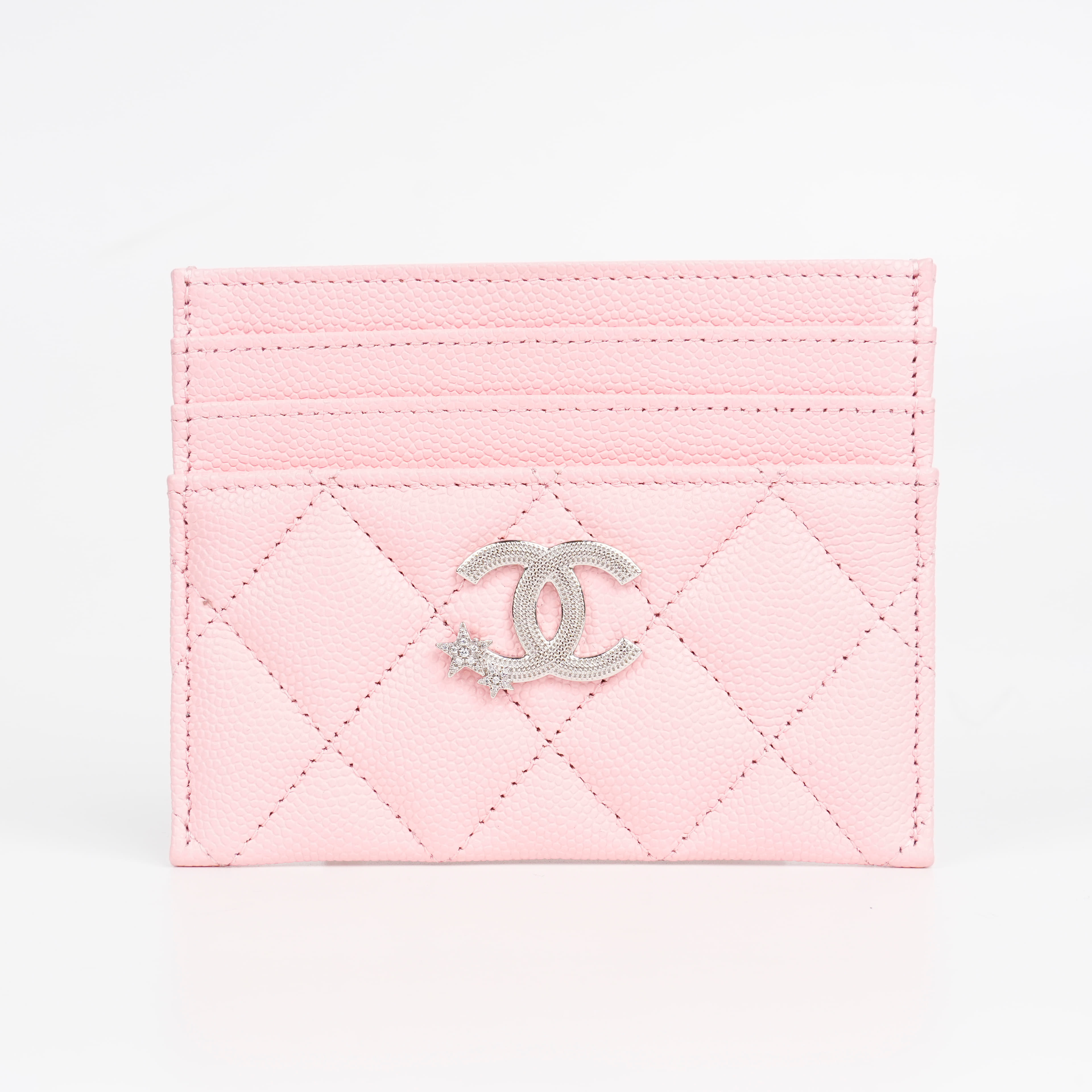 Chanel Pink Card Holder Caviar with Star CC Logo