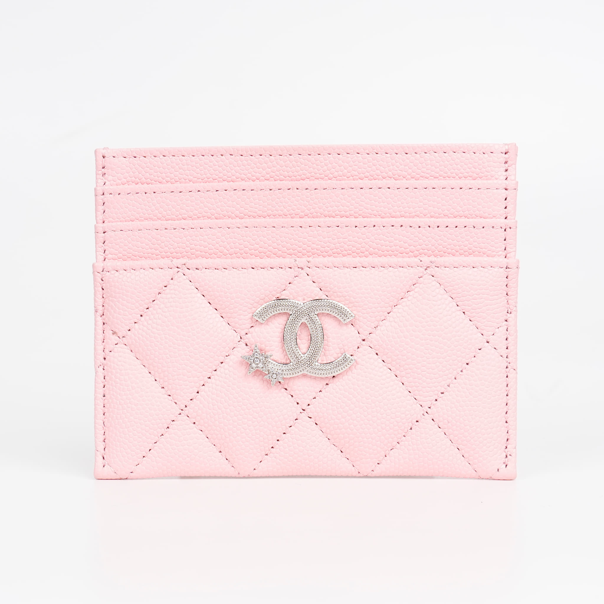 Chanel Pink Card Holder Caviar with Star CC Logo