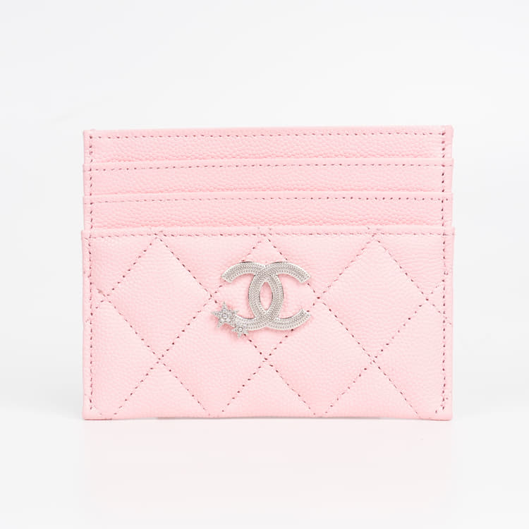 Chanel Pink Card Holder Caviar with Star CC Logo-Hover-Image