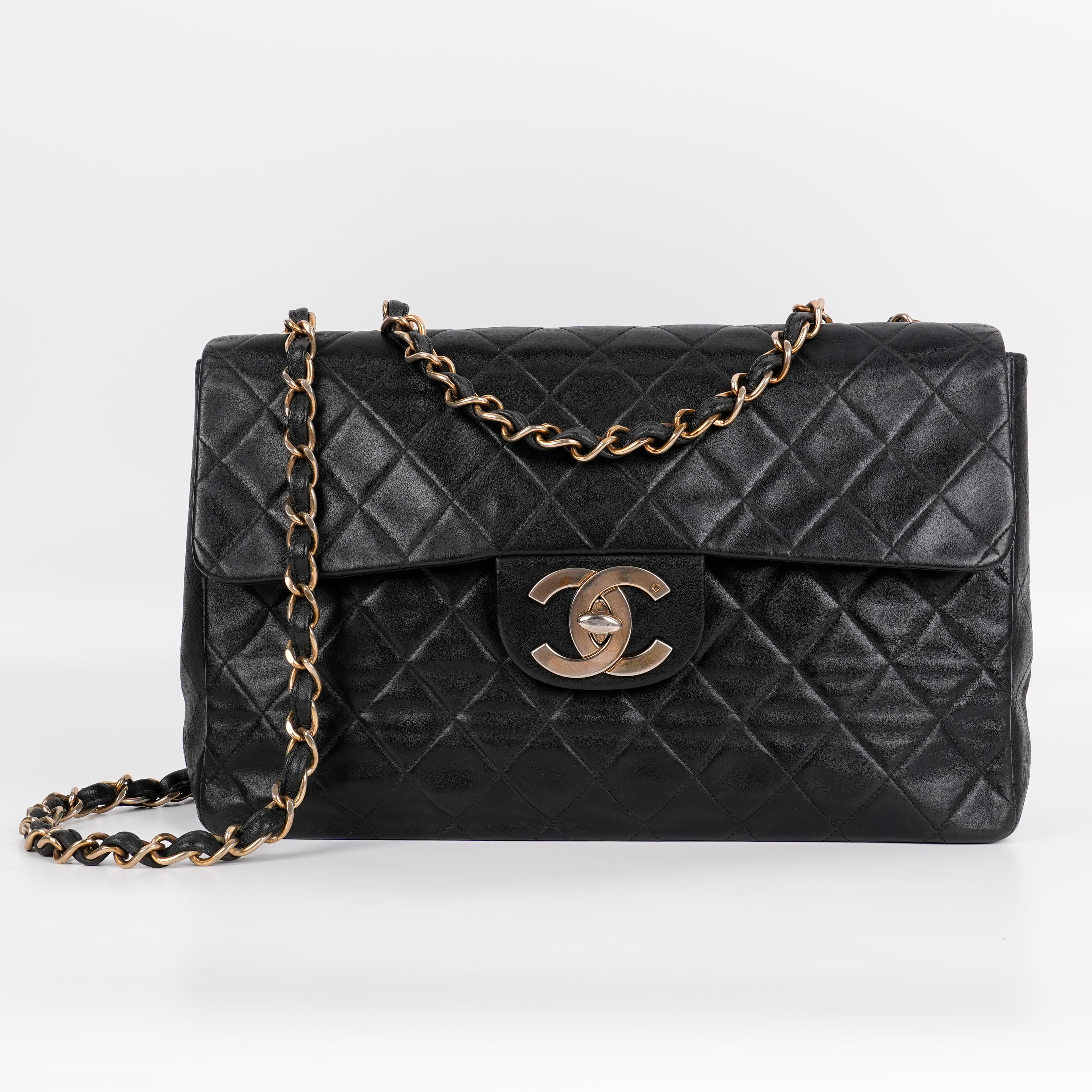 Chanel Black Quilted Leather Classic Jumbo XL Flap Bag