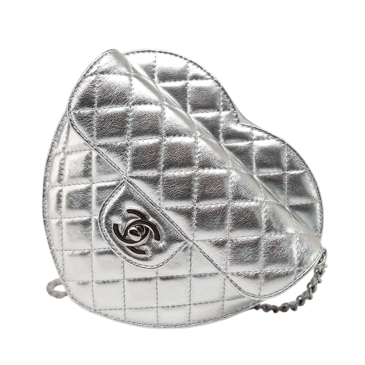 Chanel Heart Bag In Metallic Lambskin And Silver Metal-Hover-Image