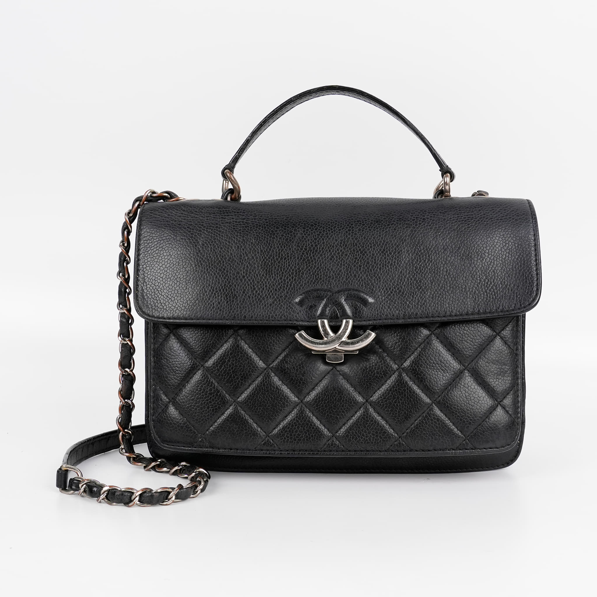 Chanel Goatskin Quilted Large CC Box Flap Black