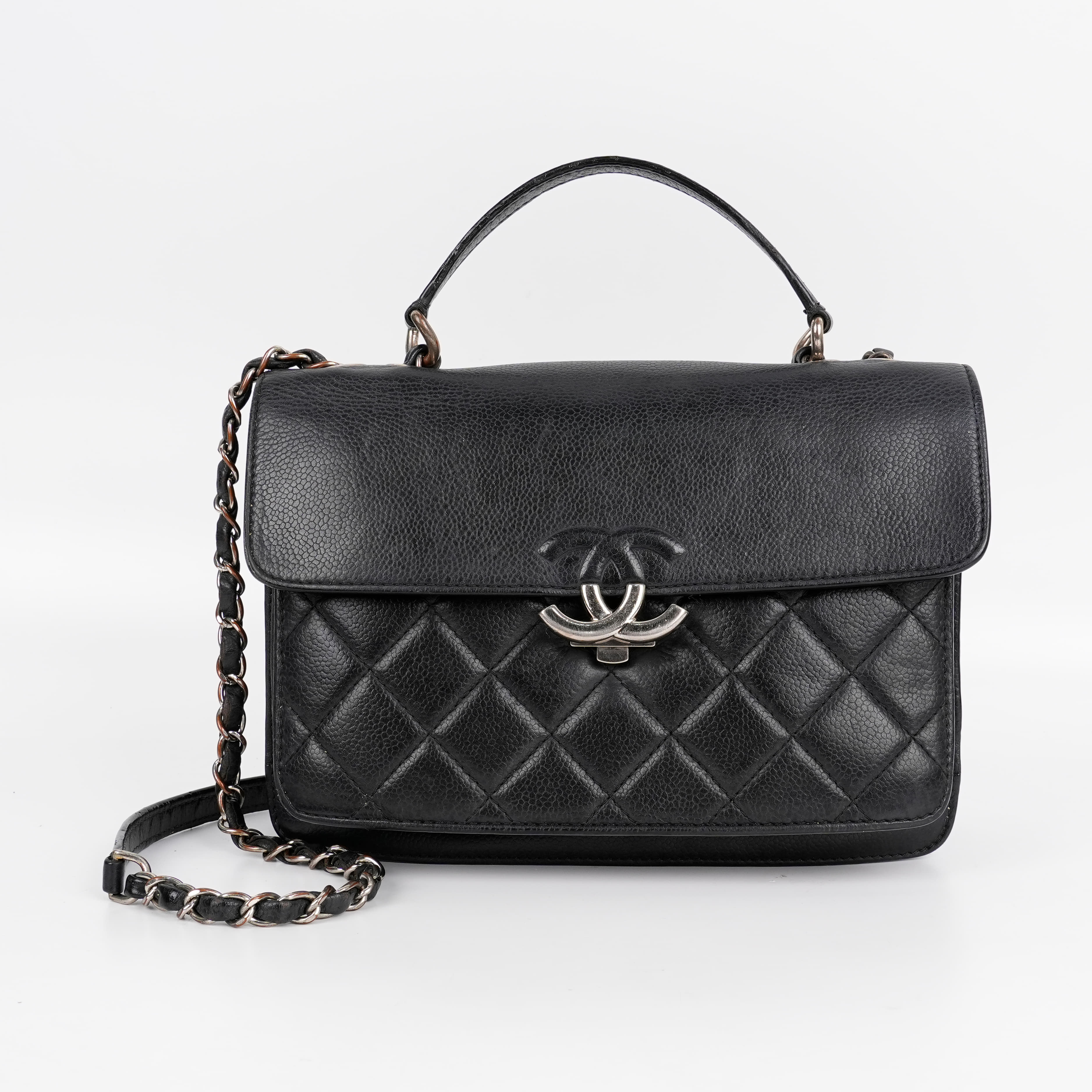 Chanel Goatskin Quilted Large CC Box Flap Black