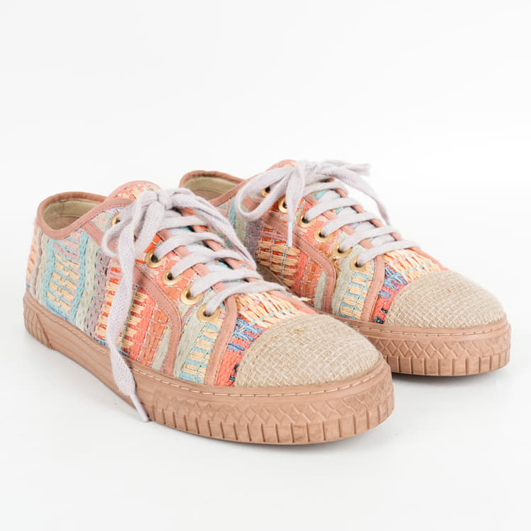 Size 39 - Chanel Multicolor Tweed CC Low Top Sneakers-Hover-Image