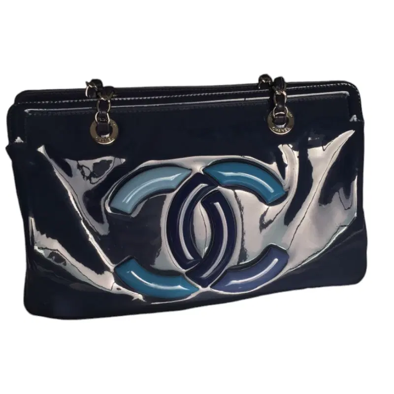 Chanel Blue Patent CC Handbag
