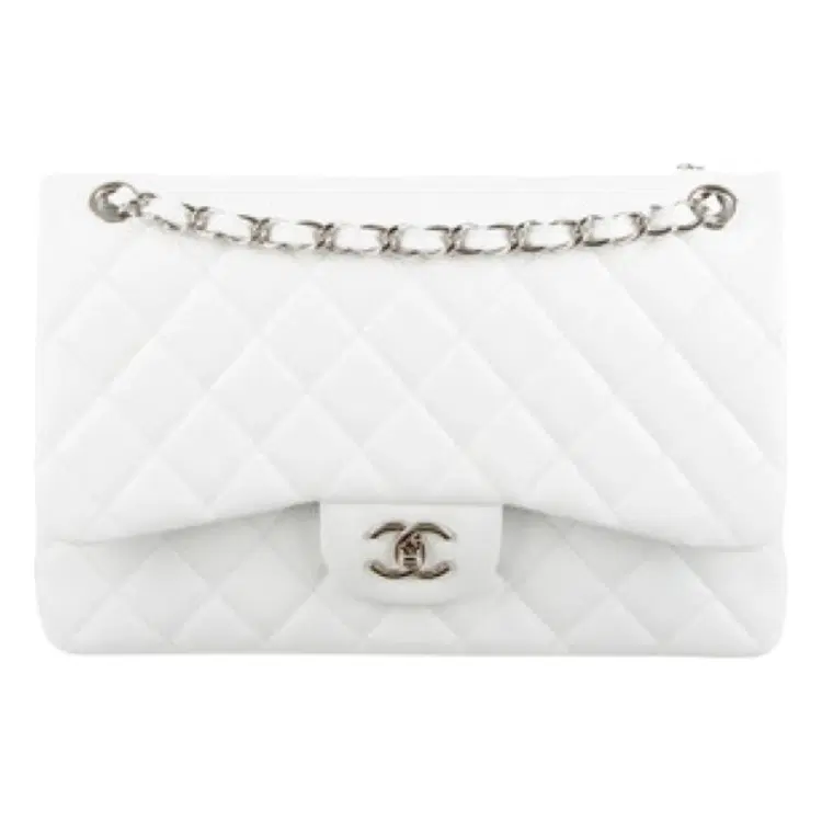 Chanel Double Flap Caviar Jumbo White-Hover-Image