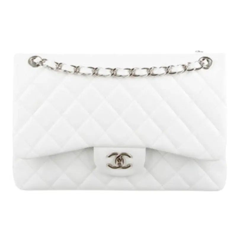 Chanel Double Flap Caviar Jumbo White2