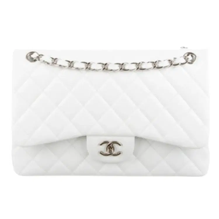 Chanel Double Flap Caviar Jumbo White2-Hover-Image