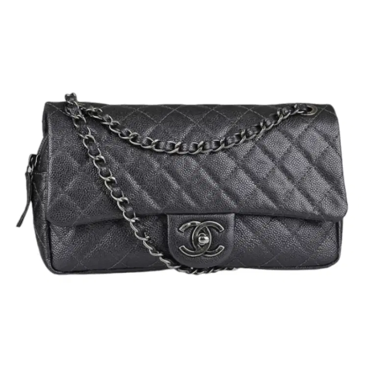 Chanel East West Caviar Flap Bag, Medium-Hover-Image