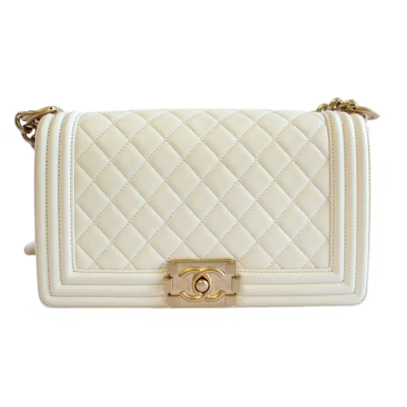 Chanel Boy Limited Edition Pearlised Cream with Gold Hardware | Luxepolis