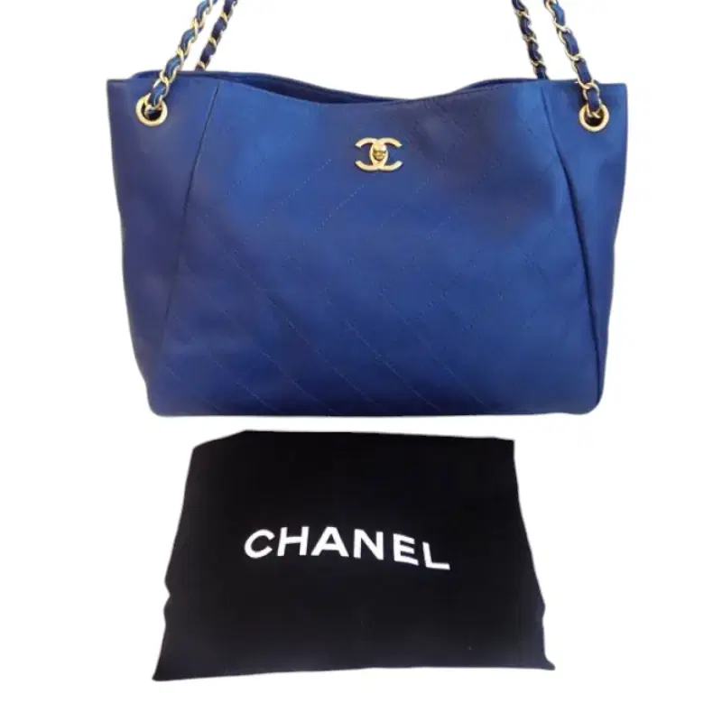 Chanel Blue Quilted Large Shoulder Bag