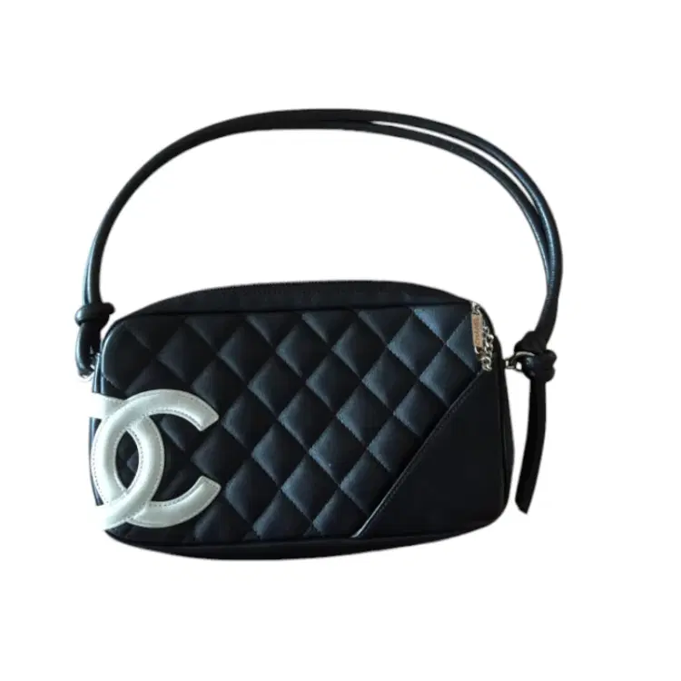 CHANEL BLACK AND WHITE LIGNE CAMBON SHOULDER POUCH BAG-Hover-Image