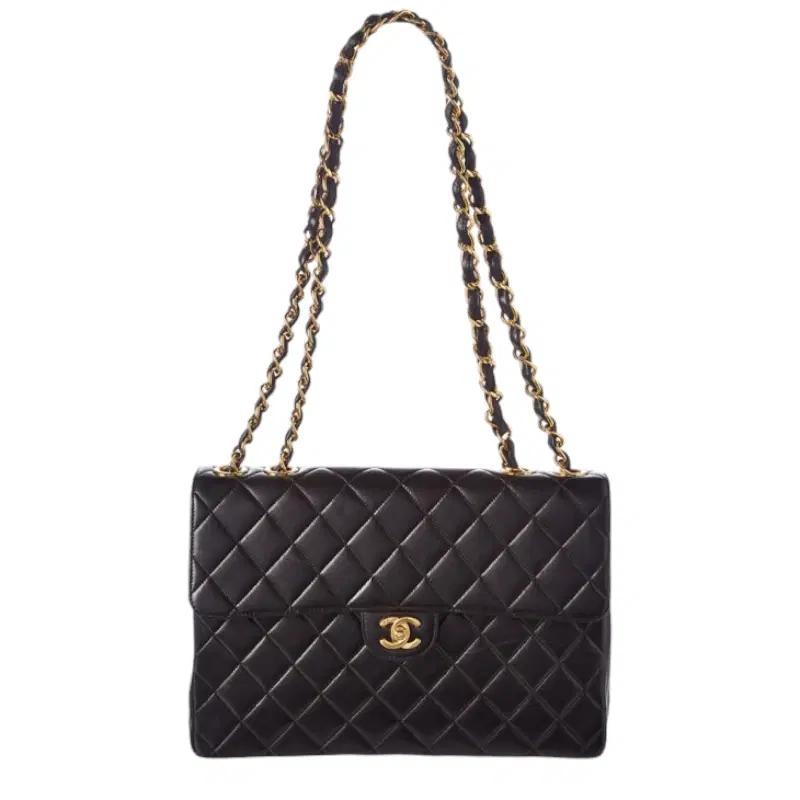 Chanel Black Sheepskin Jumbo Leather Bag
