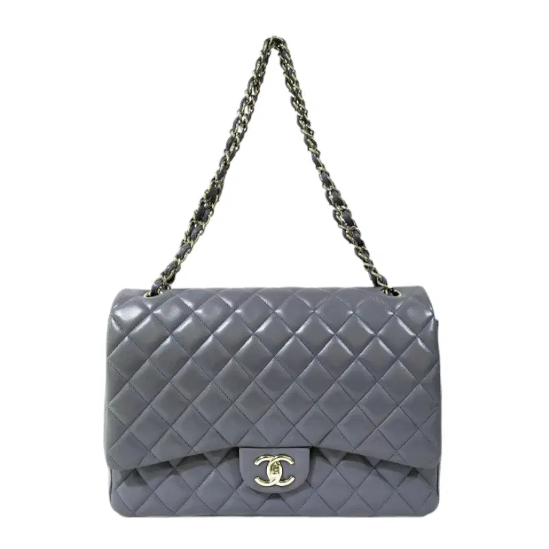Chanel Lambskin Maxi Lavender Grey Bag