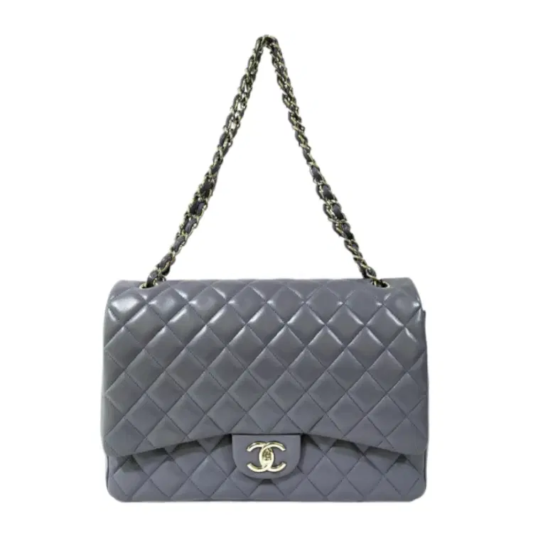 Chanel Lambskin Maxi Lavender Grey Bag-Hover-Image