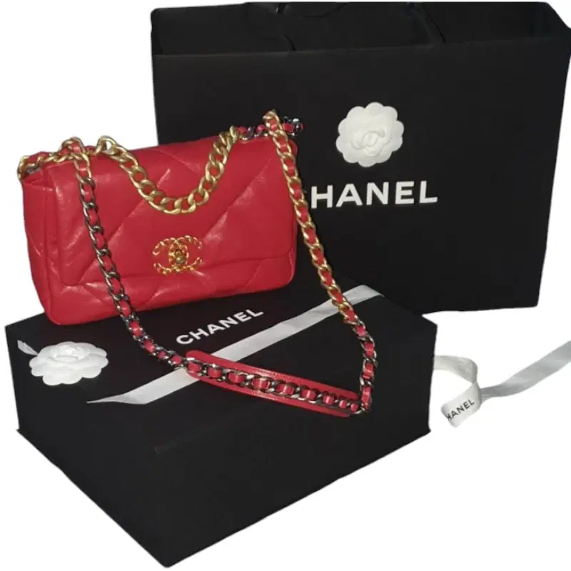 Chanel Quilted 19 Flap Red Handbag