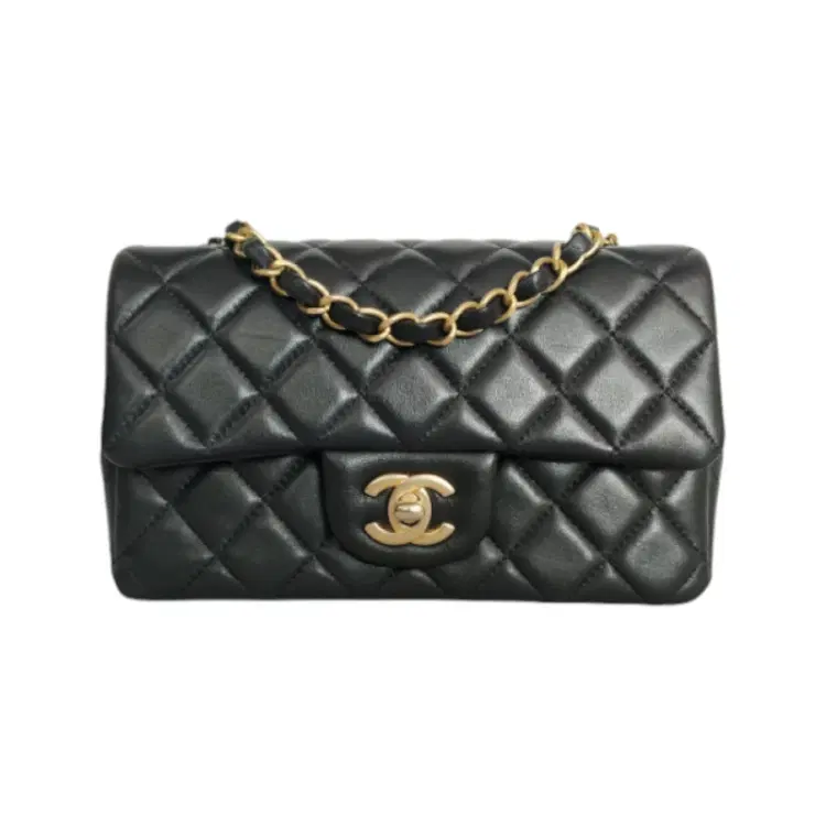 Chanel Black Lambskin Quilted Mini Rectangular Flap Shoulder Bag-Hover-Image