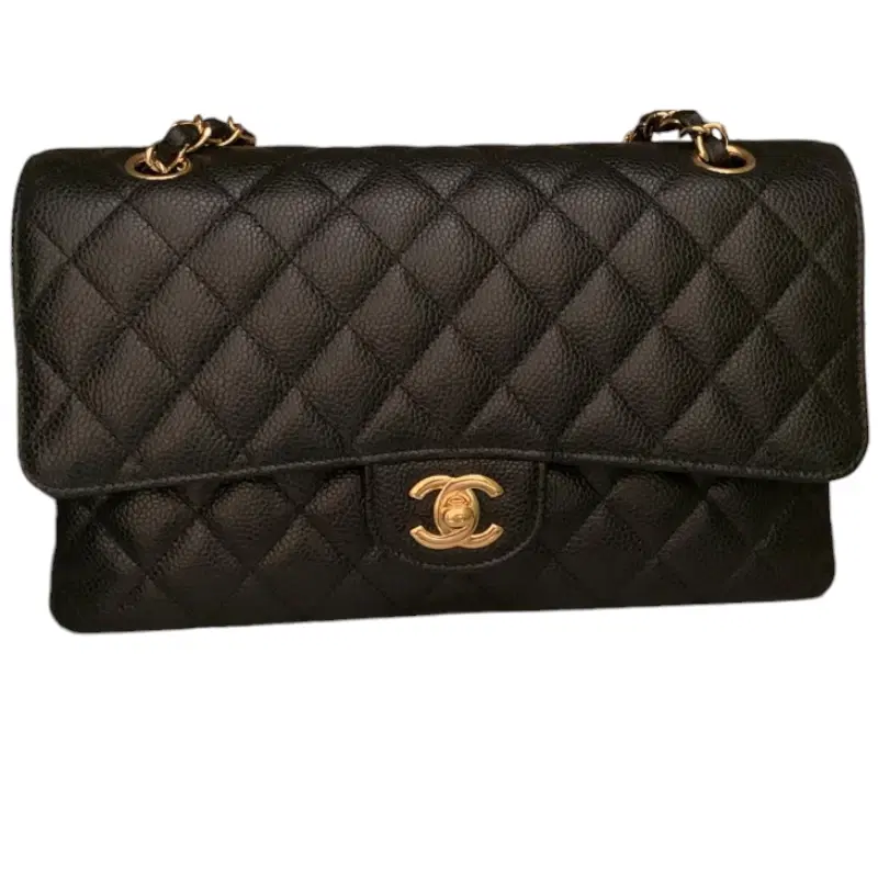 Chanel Classic Black Calfskin & Gold-Tone Metal Double Flap Bag