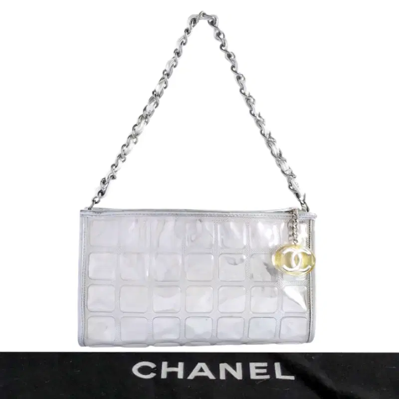 Chanel Quilted Silver and Clear Vinyl Ice Cubes Pochette