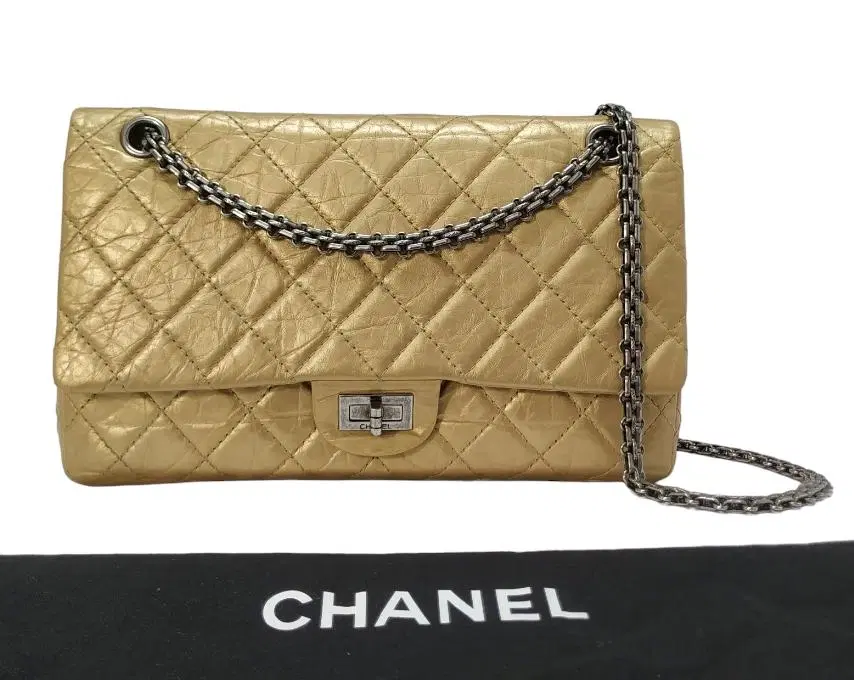 Chanel Quilted Double Flap Classic 2.55 Reissue Light Gold Bag