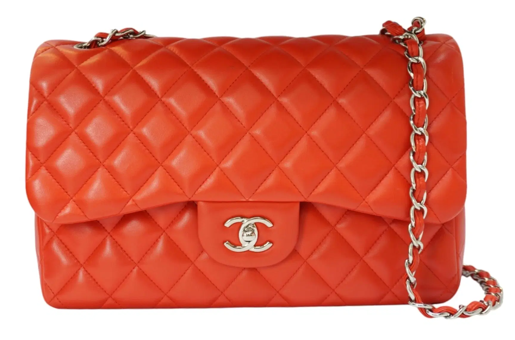 Chanel Classic Quilted Double Flap Red Large Shoulder Bag