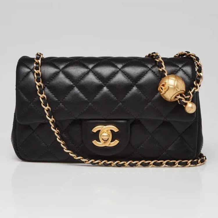 Chanel Mini Black Lambskin Rectangular Pearl Crush Flap Bag-Hover-Image