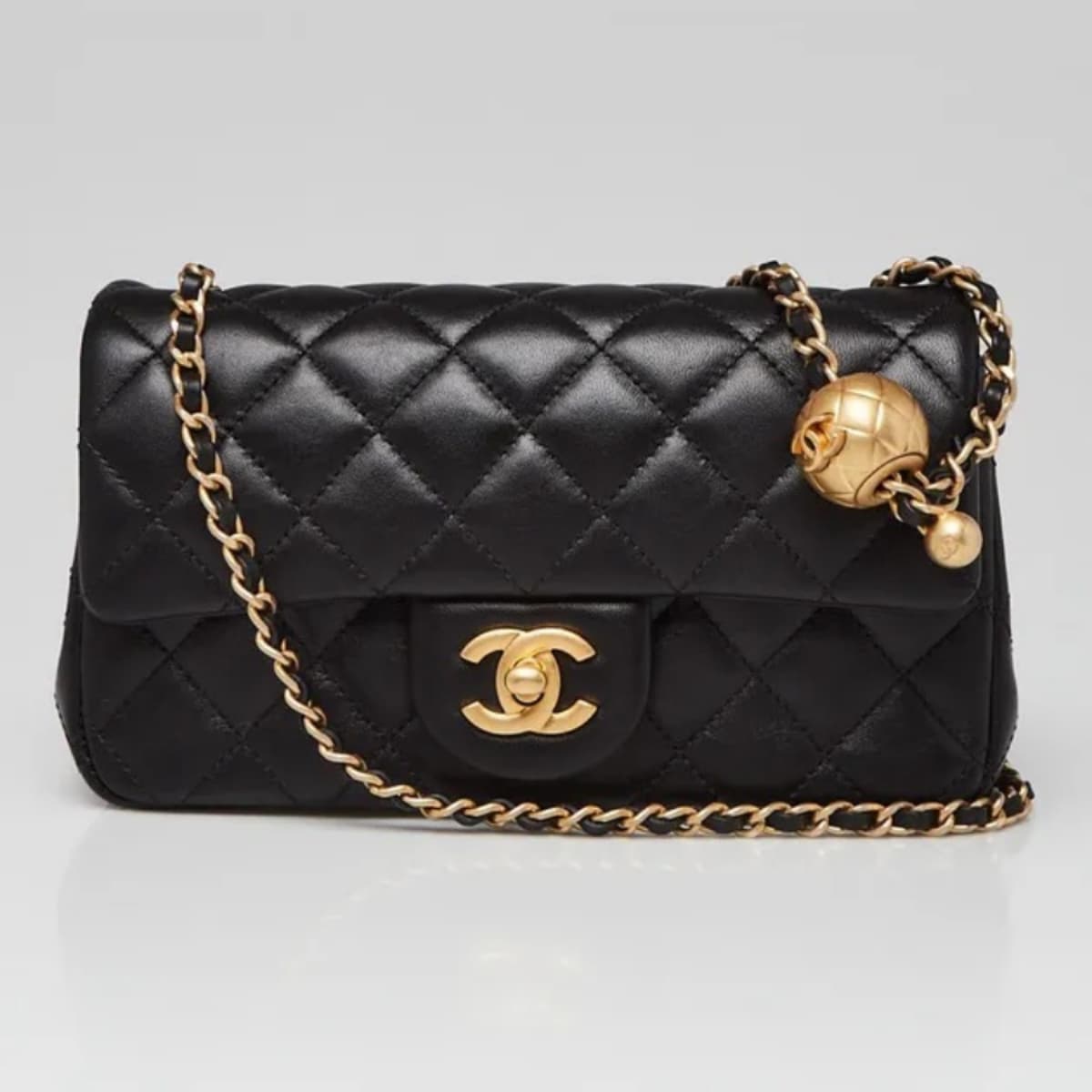 Chanel Mini Black Lambskin Rectangular Pearl Crush Flap Bag