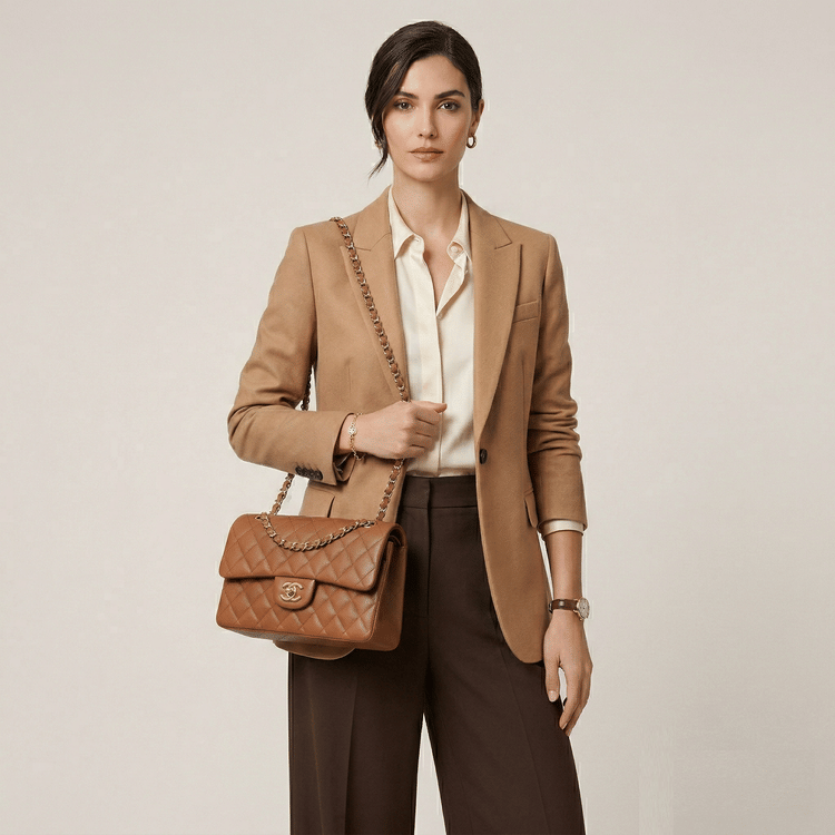 Chanel Classic Small Flap Caramel Caviar GHW-Hover-Image