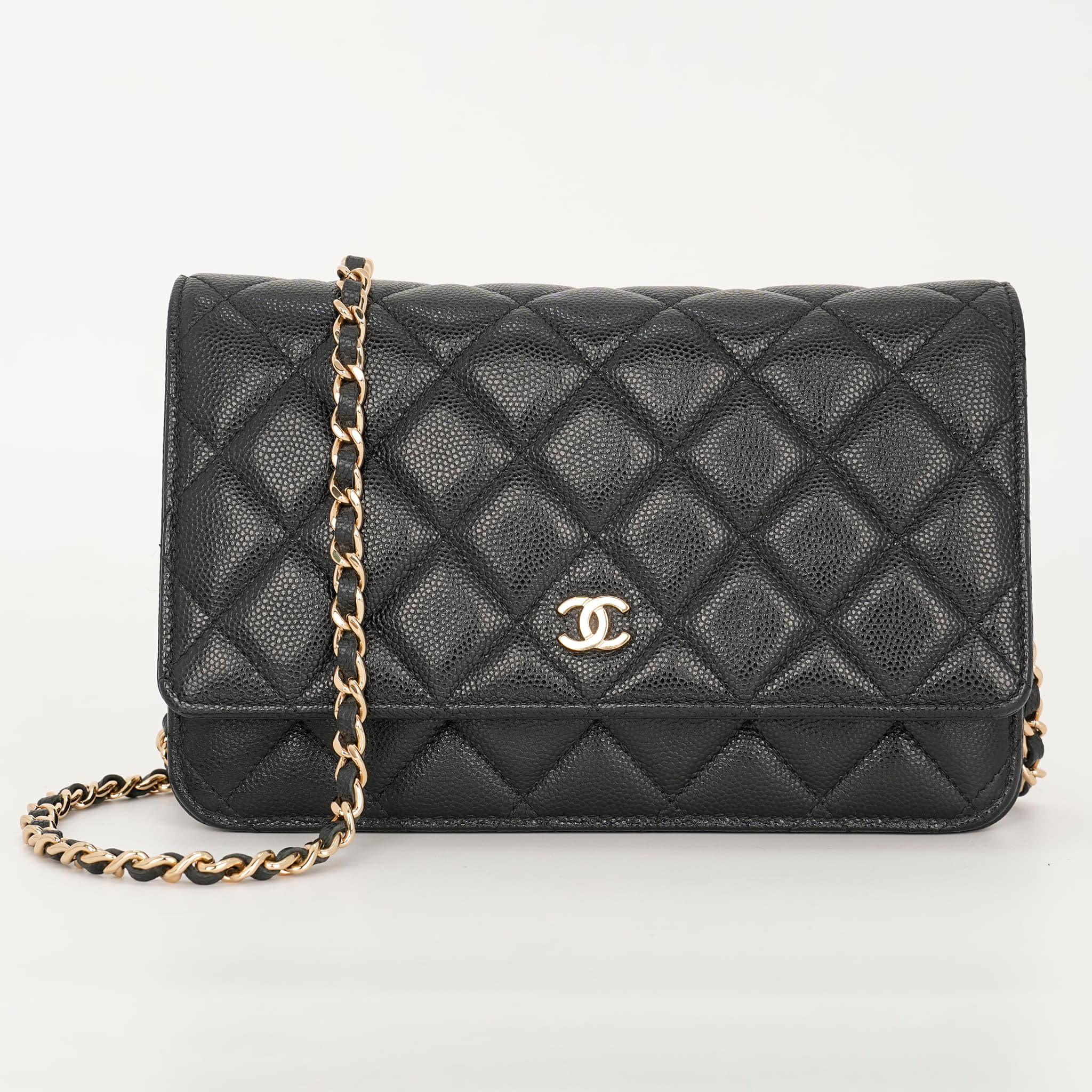 Chanel Caviar Quilted Wallet On Chain In Black