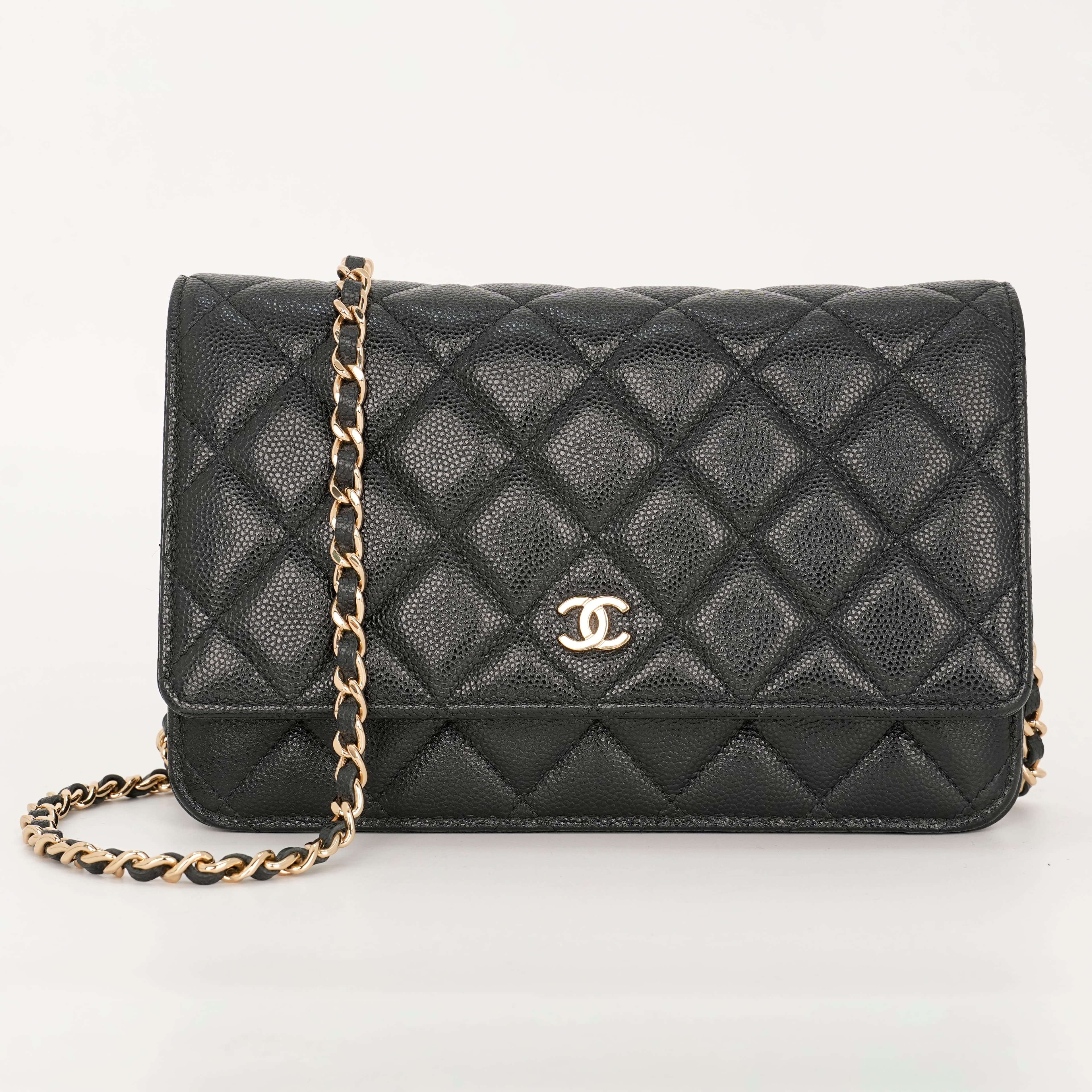 Chanel Caviar Quilted Wallet On Chain In Black