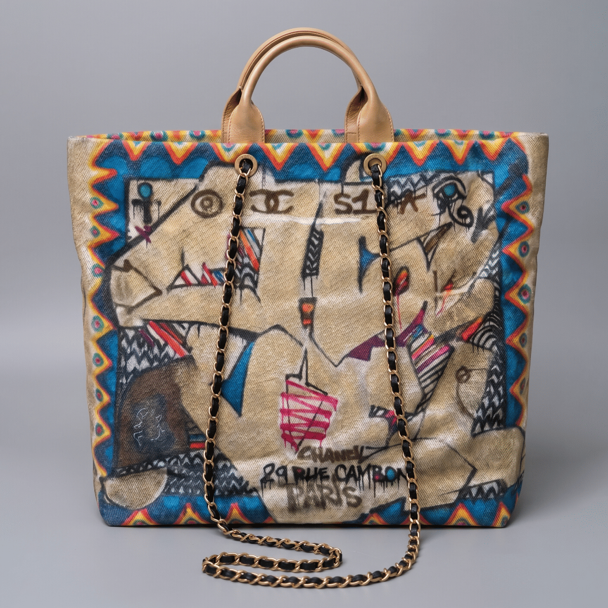Chanel Graffiti Egypt Printed Canvas Tote