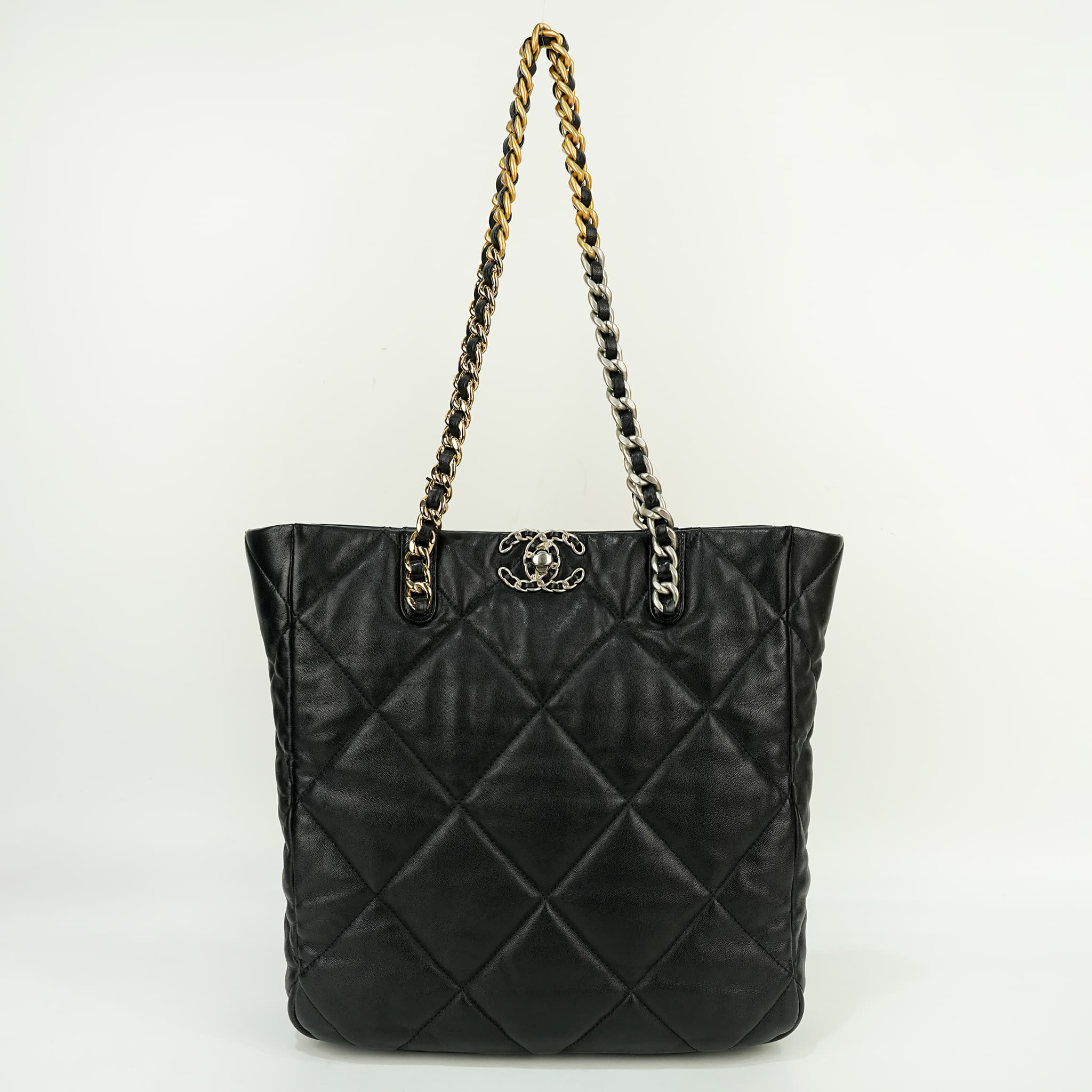 Chanel 19 Black Lambskin Shopping Tote