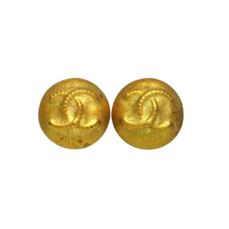 Chanel Vintage CC Logo Round Earrings