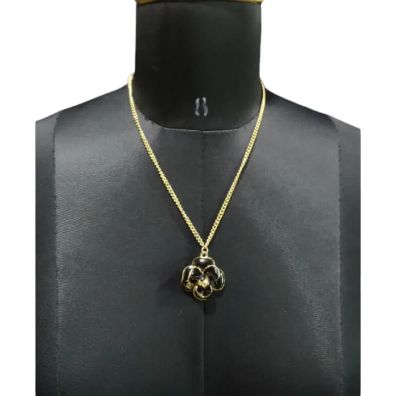 Chanel Black & Gold Enamel Camellia Flower Necklace