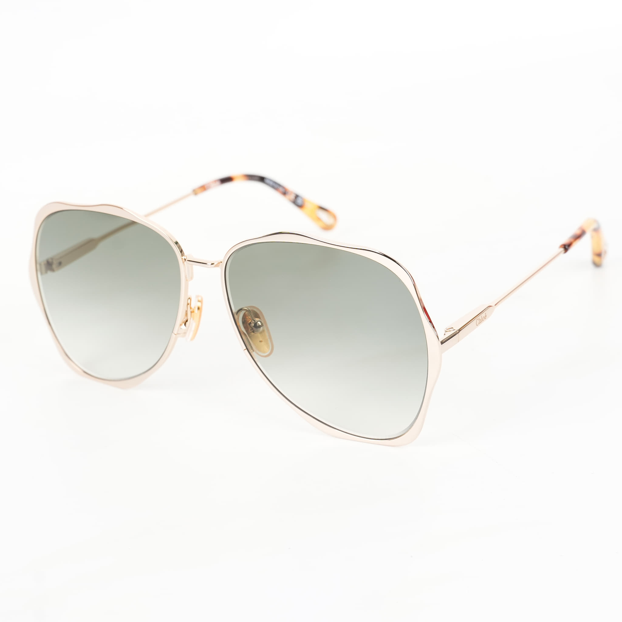 Chloé Eyewear Logo-Engraved Pilot-Frame Sunglasses - Gold