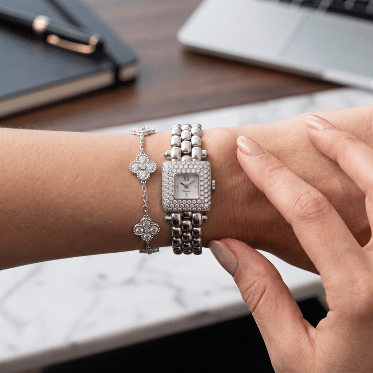 Chopard Les Classique Diamond Collection 28 MM 18K Solid White Gold Swiss Quartz Watch-Hover-Image