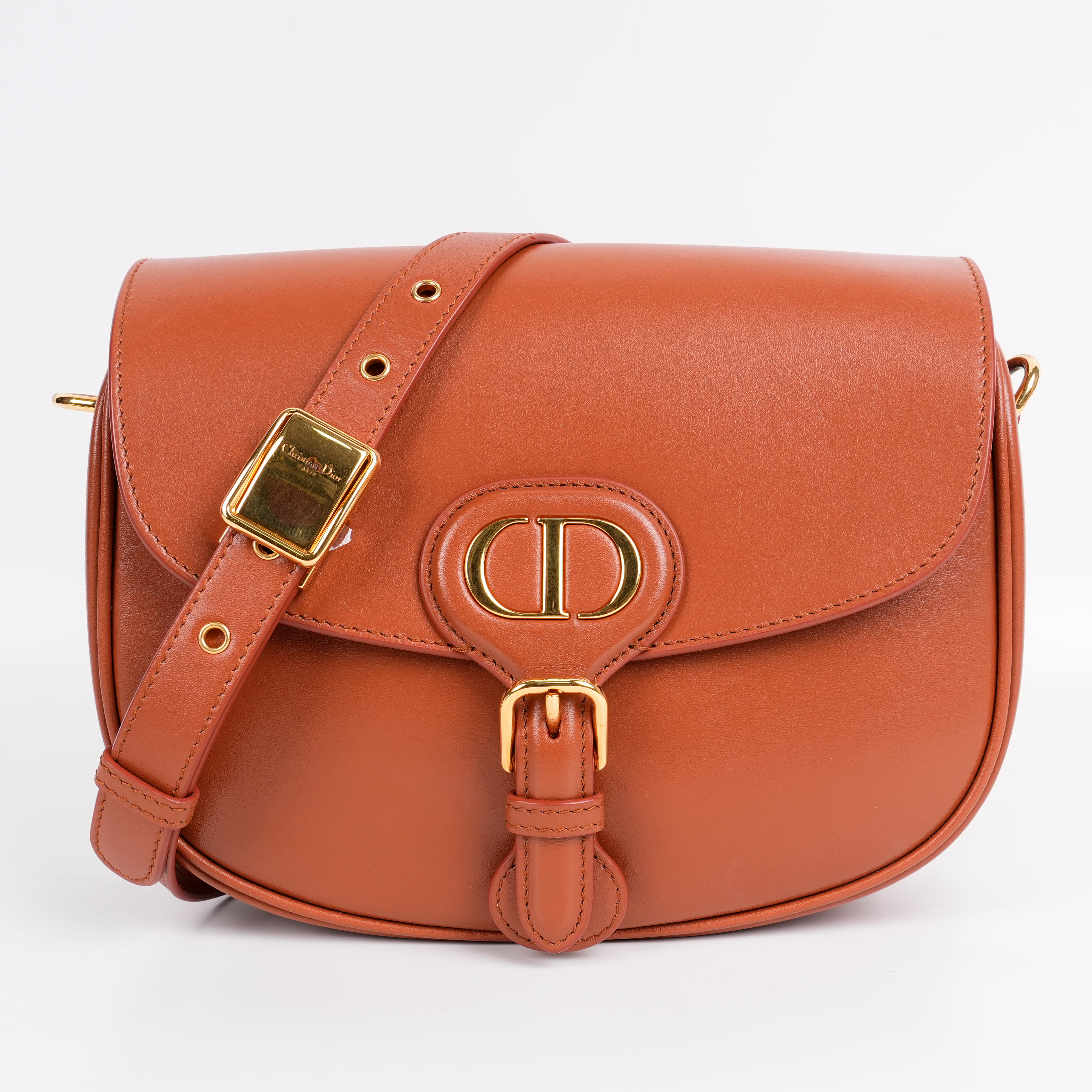 Christian Dior Box Calfskin Bobby Flap Dark Tan