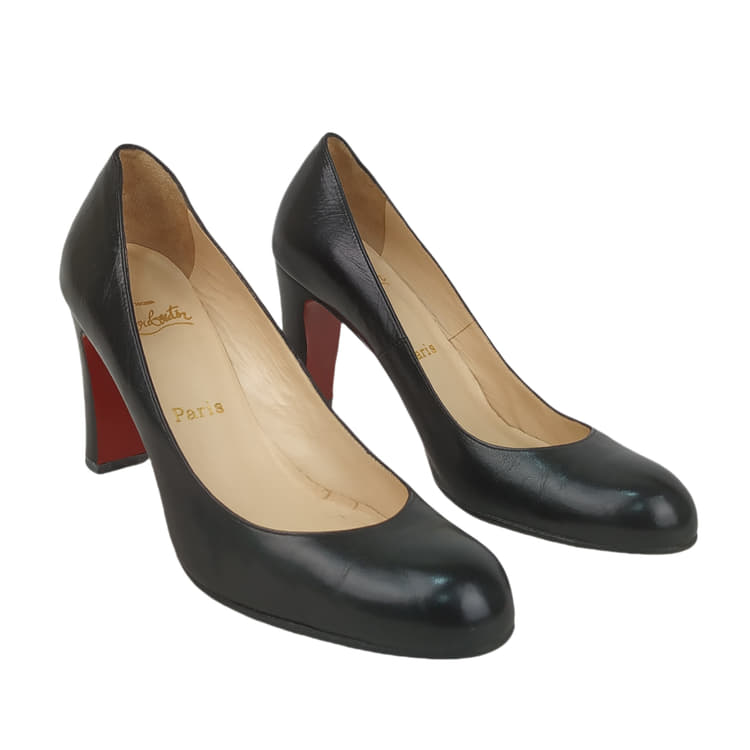 Size 39 - Christian Louboutin Black Leather Pumps-Hover-Image