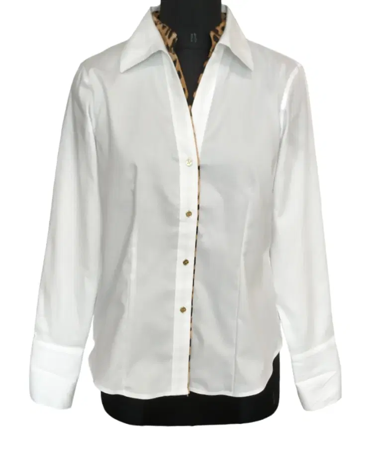 Calvin Klein Point Leopard Trim Wrinkle Free Oxford Shirt-Hover-Image