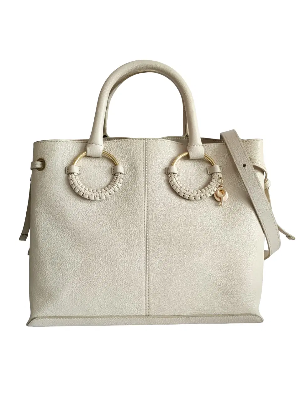 Chloe Logo Charms White Leather Tote