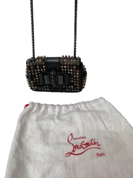 Christian Louboutin Black Leather Spike Mini Sweet Charity Bag